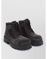Balenciaga - Leather Canvas Combat Ankle Boots - Lyst