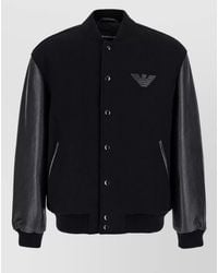 Emporio Armani - Leather Logo Bomber Jacket - Lyst