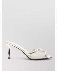 Prada - Leather Mesh Heeled Mule Open Toe - Lyst