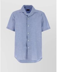 Brioni - Short Sleeve Cotton Shirt With Spread Collar - Lyst