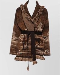 Alanui - Western Wool Cardigan Belted Shawl Collar - Lyst