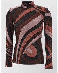 PUCCI - Printed High Neck Long Sleeve Top - Lyst