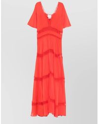 forte_forte - Long Tiered Dress Lace Trim V Neckline - Lyst