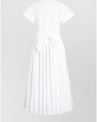 Patou - Cotton Short-Sleeve Knotted Midi Dress - Lyst