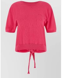 Ganni - Organic Cotton Knotted Bare Back Short-Sleeve Sweater - Lyst