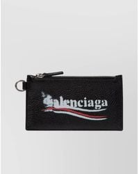 Balenciaga - Leather Logo Print Keychain Wallet - Lyst