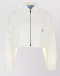 Prada - Cropped Jacket Buttoned Cuffs Front Pockets - Lyst
