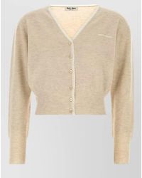 Miu Miu - Cashmere Blend Cropped Cardigan V Neckline - Lyst