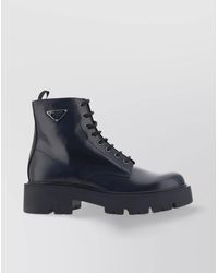 Prada - Chunky Sole Leather Ankle Boots - Lyst