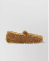Prada - Shearling Fabric Loafers Rubber Sole - Lyst