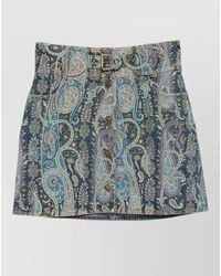 Etro - Denim Mini Skirt Buckle Belt - Lyst
