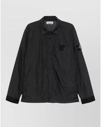 Stone Island - Crinkled Nylon Single Breasted Coat - Lyst