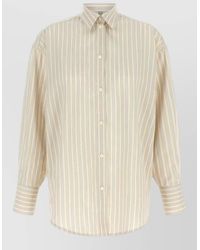 TOTEME - Silk Blend Oversized Striped Shirt - Lyst