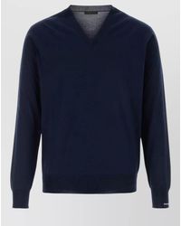 Prada - Cotton Sweater V Neckline Ribbed Cuffs Hem - Lyst