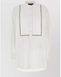 Gucci - Poplin Shirt With Embroidered Detail And Stand Collar - Lyst