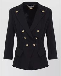 Elisabetta Franchi - Polyester Double-Breasted Blazer - Lyst