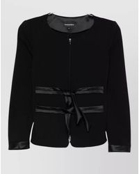 Emporio Armani - Bow-Detail Collarless Jacket - Lyst