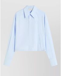 Sportmax - Cropped Poplin Shirt Asymmetric Pleated Design - Lyst
