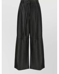 P.A.R.O.S.H. - Lamb Leather High-Rise Wide-Leg Trousers - Lyst
