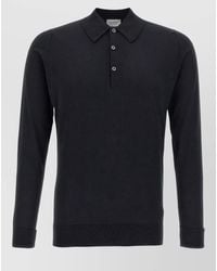 John Smedley - Finchley Knitted Polo Shirt Ribbed Cuffs - Lyst