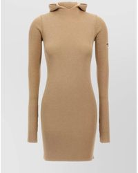 Fendi - Wool Silk Ribbed Slim-Fit Hooded Mini Dress - Lyst