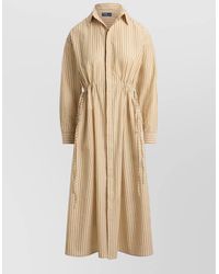 Polo Ralph Lauren - Striped Linen Cotton Shirt Dress With Drawstring - Lyst