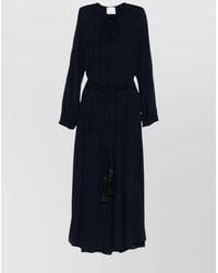 forte_forte - Silk Crepe De Chine Tie Neck Long Sleeve Maxi Dress - Lyst