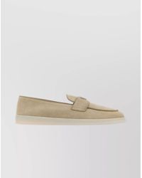 Prada - Round Toe Suede Loafers - Lyst
