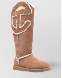 UGG - Suede Shearling-Trim Panelled Cutout Appliqué Logo Knee-High Boots - Lyst