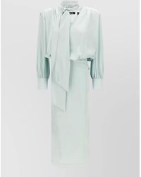 ROTATE BIRGER CHRISTENSEN - Ruched Long Dress Fitted Silhouette Tie Detail - Lyst