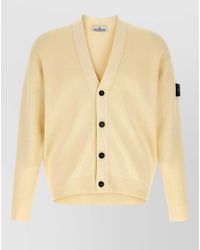 Stone Island - Ribbed V Neck Long Sleeve Cardigan - Lyst