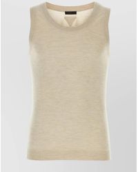 Prada - Melange Sand Cashmere Tank Top - Lyst