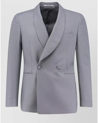 Tagliatore - Virgin Wool Double-Breasted Tuxedo Blazer - Lyst