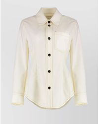 Bottega Veneta - Wool Shirt With Chest Pocket And Contrast Stitching - Lyst