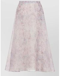 Alberta Ferretti - Silk Floral-Print Organza High-Rise Midi A-Line Skirt - Lyst