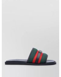 Gucci - Signature Web Slide Sandal Rubber Sole - Lyst