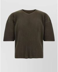 Homme Plissé Issey Miyake - Pleated V-Neck Short-Sleeve T-Shirt - Lyst