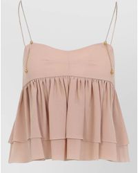 Chloé - Embellished Organic Silk-Mousseline Camisole - Lyst