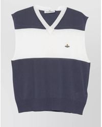 Vivienne Westwood - Striped Cotton V-Neck Sleeveless Vest - Lyst