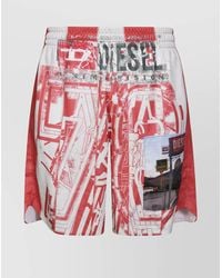 DIESEL - Graphic Print Elastic Waistband Shorts With Back Pocket - Lyst