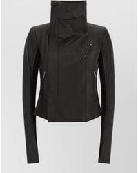 Rick Owens - Biker Jacket Fitted Silhouette Textured Fabric - Lyst