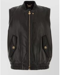 Versace - Leather Zip-Fastening Gilet - Lyst