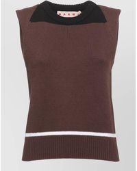 Marni - Round Neck Knit Top Ribbed Trims - Lyst