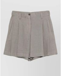 Brunello Cucinelli - Linen Pleated Tailored Shorts - Lyst
