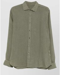 120% Lino - Slim Fit Shirt Long Sleeve Button Collar - Lyst