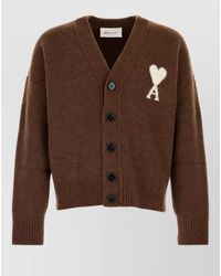 Ami Paris - Alpaca Wool Crewneck Cardigan - Lyst