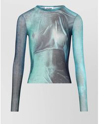 Jean Paul Gaultier - Crew Neck Sheer Abstract Print Top - Lyst