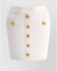 Balmain - Ribbed Knitted High Waist Skirt With Button Detail - Lyst
