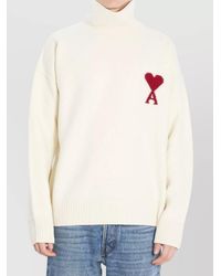 Ami Paris - Ribbed Turtleneck Oversized Virgin Wool Jumper - Lyst