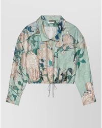 Givenchy - Silk Floral-Print Cropped Shirt - Lyst